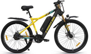 ninety one z4 13ah battery  front suspension  250watts ip65 bldc motor  black yellow 275 inches single speed lithium-ion li-ion electric cycle