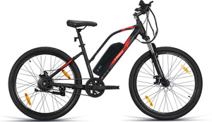 ninety one z5 78ah battery front suspension 250 watt ip65 bldc motor black red 26 inches single speed lithium-ion li-ion electric cycle