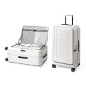 NINETYGO Medium Checked Luggage 24 Inch, Top Opening Luggage Checking In Luggage, Expandable, PC Hard Shell, Larger Capacity Checked, TSA Lock, 360° Spinner Wheels (White,HBP)