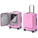 NINETYGO Carry On Luggage 22x14x9 Airline Approved, Top Opening Luggage 20 Inch Suitcase, Expandable, PC Hard Shell, Larger Capacity Carryon, TSA Lock, 360° Spinner Wheels (Pink,HBP)