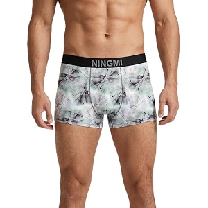 NINGMI Mens Ultra-Soft Printed Trunk Briefs -