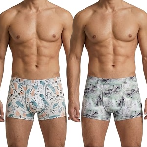 NINGMI Mens Ultra-Soft Printed Trunk Briefs -