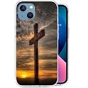 Compatible with iPhone 13 Case - Retro Dusk Christian Cross Phone Case Slim Soft TPU Shockproof Protective Cover Case