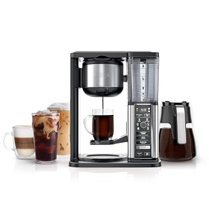 ninja specialty fold-away frother cm401 coffee maker single serve to 10 cup 50 oz glass carafe