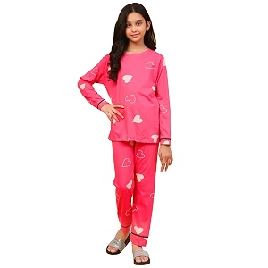 ninos dreams cotton girls full sleeves coord set  night suit for girls  tshirt with jogger set