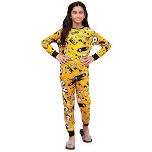 ninos dreams cotton girls full sleeves coord set  night suit for girls  tshirt with jogger set