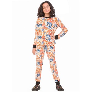 ninos dreams cotton girls full sleeves coord set  night suit for girls  tshirt with jogger set