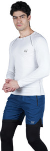 NINQ Men Solid Round Neck Nylon White