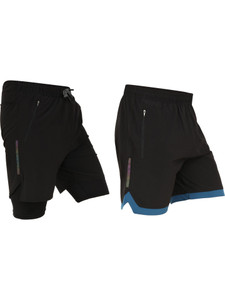 NINQ Solid Men Black Gym Shorts