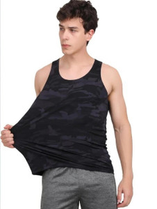 NINQ Solid Printed Men Round Neck Dark