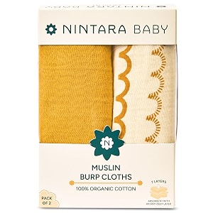 NINTARABABY Burp Cloths - 100 Organic Muslin