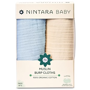 NINTARABABY Burp Cloths - 100 Organic Muslin