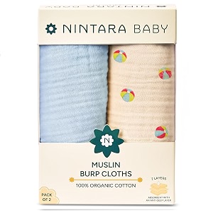 NINTARABABY Burp Cloths - 100 Organic Muslin