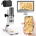 4K Microscope with Professional Stand + Case for iPhone Android PC, 50-1000X Digital USB Microscope Endoscope HD Camera for All Cellphones iPad Android Tablet Windows Mac Chrome Linux