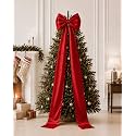 Nioclub 78*17in Oversized Double-Layer Large Bow Christmas Tree Topper Bow