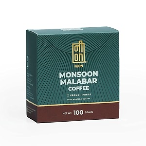 nion monsoon malabar coffee powder 100gm  coarse grind espresso coffee for french press  100 arabica beans medium dark roasted