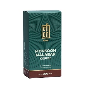 nion monsoon malabar coffee powder 250gm  coarse grind espresso coffee for french press  100 arabica beans medium dark roasted