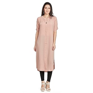 nioni women39s poly linen crepe kurti for office wear casual fit with manderianround neck collar straight cut design and folded elbow sleeves m to 7xl s to 7xl