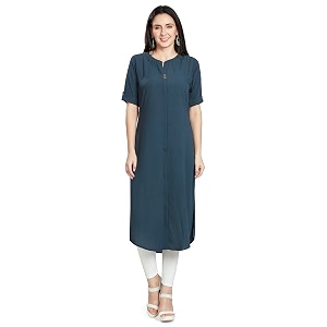 nioni women39s poly linen crepe kurti for office wear casual fit with manderianround neck collar straight cut design and folded elbow sleeves m to 7xl s to 7xl