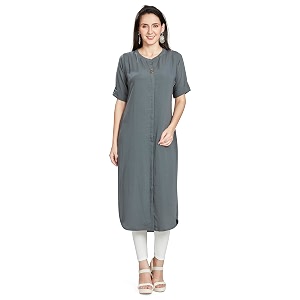 nioni women39s poly linen crepe kurti for office wear casual fit with manderianround neck collar straight cut design and folded elbow sleeves m to 7xl s to 7xl