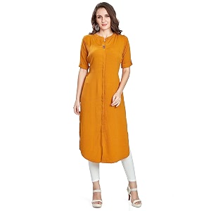 nioni women39s poly linen crepe kurti for office wear casual fit with manderianround neck collar straight cut design and folded elbow sleeves m to 7xl s to 7xl
