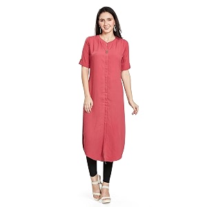 nioni women39s poly linen crepe kurti for office wear casual fit with manderianround neck collar straight cut design and folded elbow sleeves m to 7xl s to 7xl