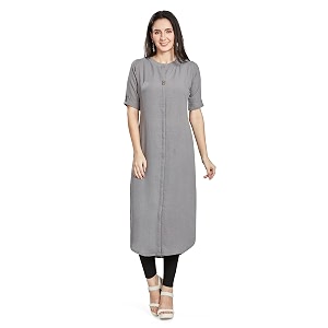 nioni women39s poly linen crepe kurti for office wear casual fit with manderianround neck collar straight cut design and folded elbow sleeves m to 7xl s to 7xl