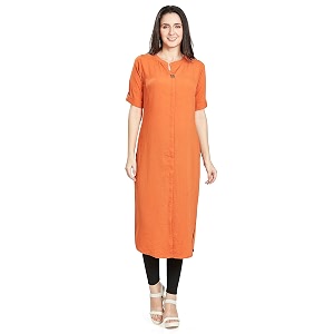 nioni women39s poly linen crepe kurti for office wear casual fit with manderianround neck collar straight cut design and folded elbow sleeves m to 7xl s to 7xl