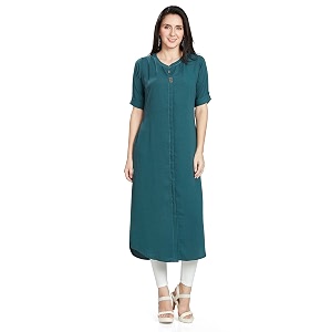 nioni women39s poly linen crepe kurti for office wear casual fit with manderianround neck collar straight cut design and folded elbow sleeves m to 7xl s to 7xl