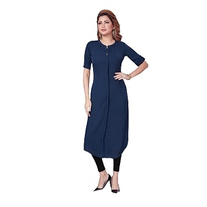 nioni women39s poly linen crepe kurti for office wear casual fit with manderianround neck collar straight cut design and folded elbow sleeves m to 7xl s to 7xl