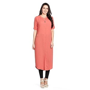 nioni women39s poly linen crepe kurti for office wear casual fit with manderianround neck collar straight cut design and folded elbow sleeves m to 7xl s to 7xl
