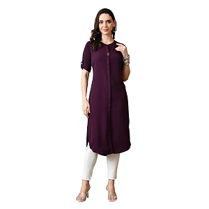 nioni women39s poly linen crepe kurti for office wear casual fit with manderianround neck collar straight cut design and folded elbow sleeves m to 7xl s to 7xl