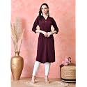 nioni Womens Straight Solid Kurti with V-Fold