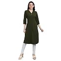 nioni Womens Straight Solid Kurti with V-Fold