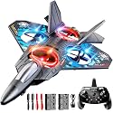 NIPLOOOW Foam Remote Control Airplanes Rc Planes for Kids 4-8, Remote Control Planes Fighter Jet with Light, 360° Flip Fighter Jet Toy, Gravity Sensing, Stunt Roll, Gifts for 6 7 8 10 12 Year Old Boys