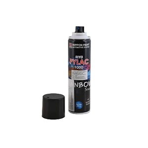 nippon paint ryo pylac acrylic glossy finish spray paint matt black  heat resistant ready to use multi-purpose diy paint for car bike furniture amp craft  metal wood plastic frp pop 300 ml