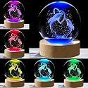 3D Galaxy Crystal Ball Lamp with LED Wooden Base - Solar System Night Light, 3D Crystals Ball, Galaxy Night Lamp Ball, Galaxy Bal (RGB Heart Dolphin)