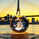 3D Galaxy Crystal Ball Lamp with LED Wooden Base - Solar System Night Light, 3D Crystals Ball, Galaxy Night Lamp Ball, Galaxy Bal (Doplhin New)
