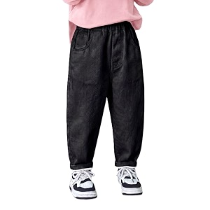 niren enterprise cotton blend denim regular fit elastic waist jeans  black