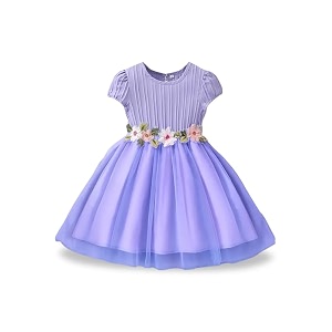 Niren Enterprise Girls Lilac Flower Waist Tulle