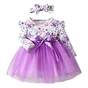Niren Enterprise Long Sleeve Printed Flower Belted Round Neck Baby Girl Frock with Knee-Length and A-Line Style