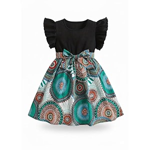 Niren Enterprise Printed Knee Length Sleeveless Round