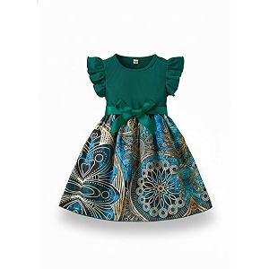 Niren Enterprise Printed Knee Length Sleeveless Round