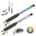 Nirider 2PCS 1ft LED Whip Lights with Flag Pole Remote Control Spiral RGB Chase Light Offroad Warning Lighted Antenna LED Whips for SXS, UTV, ATV, Off Road, Truck, Sand, Buggy Dune, RZR, Can-am, Boat