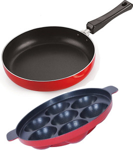 nirlon 3 layer non-stick coating non induction base aluminium cookware 2-piece set fry pan 275 cm diameter 11 l capacity aluminium non-stick