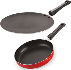 nirlon 3 layer non-stick coating non induction base aluminium cookware 2-piece set fry pan 20 cm diameter 15 l capacity aluminium non-stick