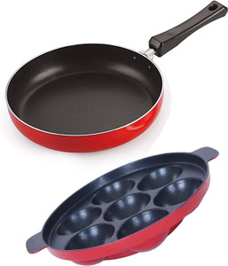 nirlon 3 layer non-stick coating non induction base aluminium cookware 2-piece set fry pan 24 cm diameter 15 l capacity aluminium non-stick