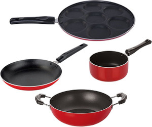 nirlon 3 layer non-stick coating non induction base aluminium cookware 2-piece set curry pan 295 cm diameter 18 l capacity aluminium non-stick