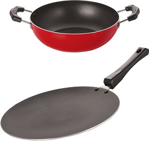 nirlon 3 layer non-stick coating non induction base aluminium cookware 2-piece set curry pan 275 cm diameter 0 l capacity aluminium non-stick