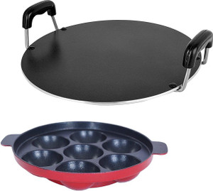 nirlon 3 layer non-stick coating non induction base aluminium cookware 2-piece set stew pan 285 cm diameter 11 l capacity aluminium non-stick